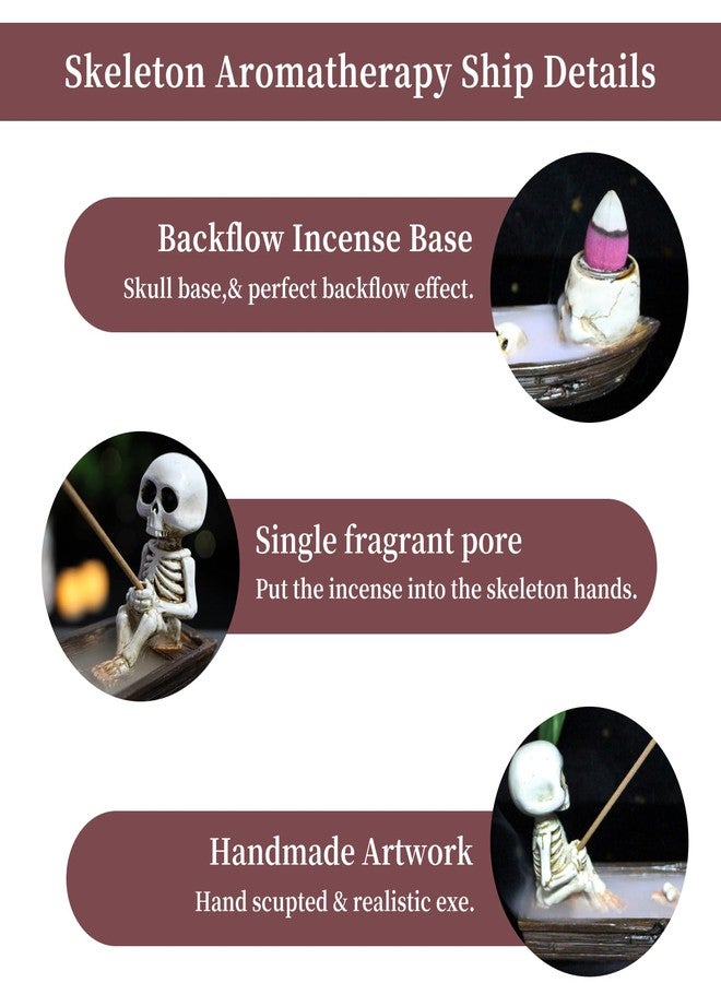 NUOLUTH Incense Burner, backflow Incense Burner,Skeleton Ship Incense Holder,Hand-Carved Decorations,Cool Room Decorations, Awesome and Ideal Gifts, Brown - Image 4